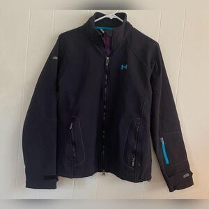 Under Armour Jacket Womens Medium Black Softshell Full Zip Pockets Athletic